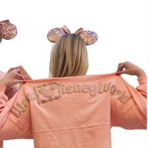 Walt Disney World Parks WDW Rose Gold Glitter Long Sleeve Spirit Jersey Small S
